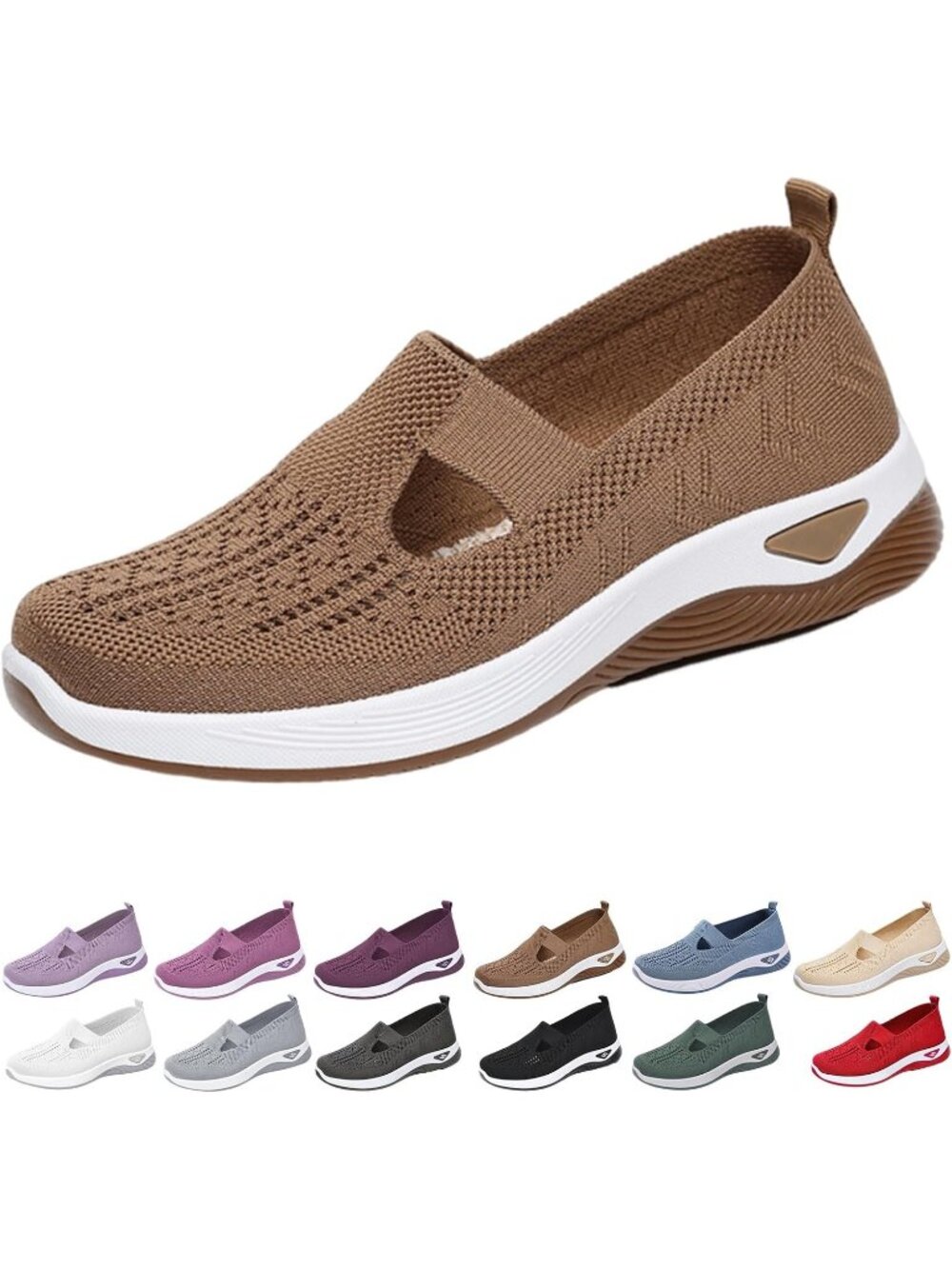 🆕Women's Brown Orthopaedic Woven Breathable  Slip on Walking Shoes Sneakers